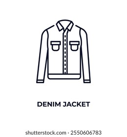 denim jacket outline icon. Linear vector from clothes concept. Thin line denim jacket icon isolated on white background