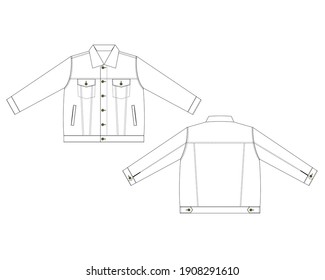 denim jacket stitching sketch in transparent color