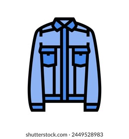 denim jacket streetwear cloth fashion color icon vector. denim jacket streetwear cloth fashion sign. isolated symbol illustration