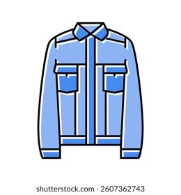 denim jacket streetwear cloth fashion color icon vector. denim jacket streetwear cloth fashion sign. isolated symbol illustration