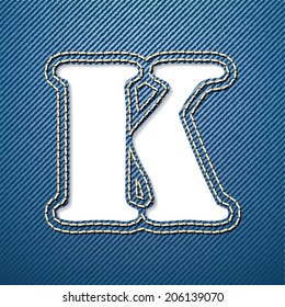 Letra denim jeans K - ilustración vectorial