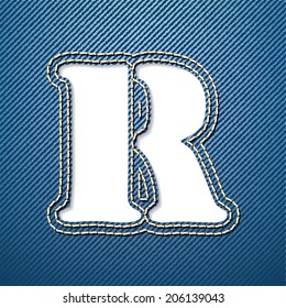 Denim jeans letter R - vector illustration