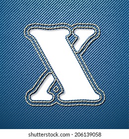 Denim jeans letter X - vector illustration