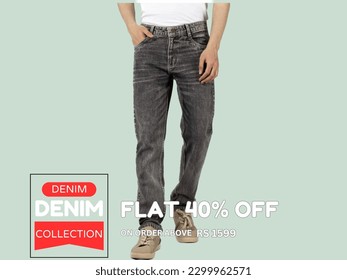 Denim Jeans For Men Poster Design Vector