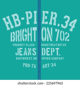 Denim jeans typography, t-shirt graphics, vectors, vintage,