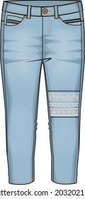 DENIM WITH LACE PATCH DETAIL