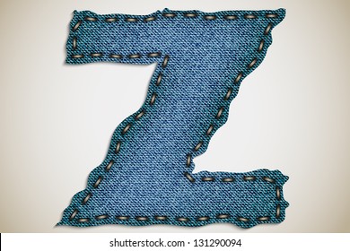 Denim letter alphabet texture jeans. vector