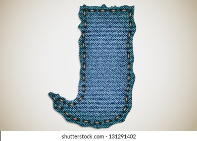 Denim letter J alphabet texture jeans. vector