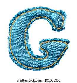 Denim letter. Jeans alphabet G
