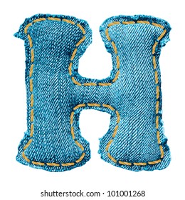 Denim letter. Jeans alphabet H