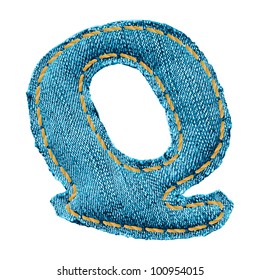 Denim letter. Jeans alphabet Q.