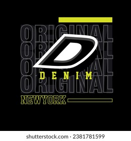 Denim Original New York Typography 3D letter t shirt design