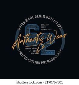 denim outfitters typography graphic design, for t-shirt prints, vector illustration.NYC. 