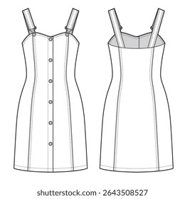 Denim overall dress with buttons on front