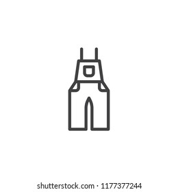 Denim overall outline icon. linear style sign for mobile concept and web design. overall with pocket simple line vector icon. Symbol, logo illustration. Pixel perfect vector graphics