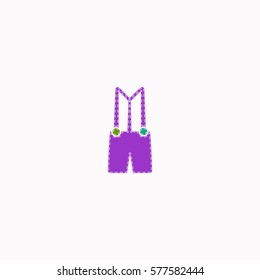 Denim overalls  icon Vector design. Colored illustration.