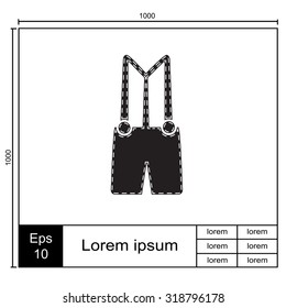 Denim overalls vector icon. Cloth.