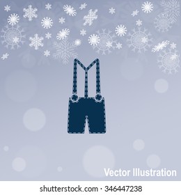 Denim overalls vector icon. Cloth.