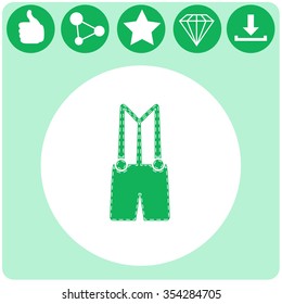 Denim overalls vector icon. Cloth.