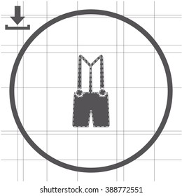 Denim overalls vector icon. Cloth.