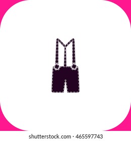 Denim overalls vector icon on white background.