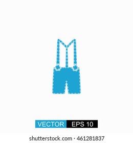 Denim overalls vector. Isolated blue icon on white background.