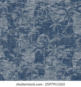 denim palm tree pattern on textures background