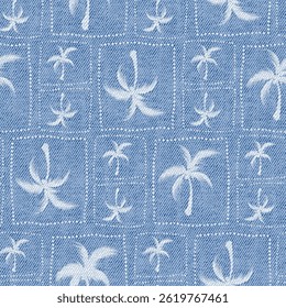 denim palm tree pattern on denim textures background