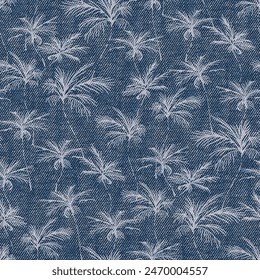 denim palm tree seamless pattern textures background