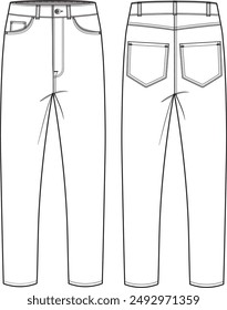 Denim pant. slim fit. Best template for slim fit denim tech pack.