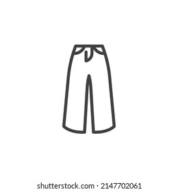 Denim pants line icon. linear style sign for mobile concept and web design. Jeans outline vector icon. Symbol, logo illustration. Vector graphics