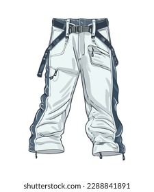 Pantalones denim con bolsillos, diseño moderno aislado