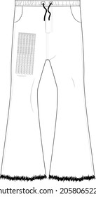 Denim Parallel jeans Pants with text print vector mockup design
