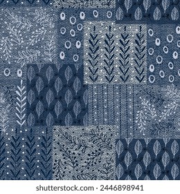 Fondo de texturas de patrón de patchwork denim