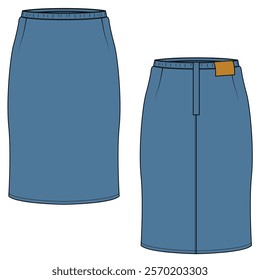 Denim pencil skirt vector illustration  