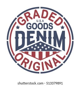 Denim raw typography, t-shirt graphics, vectors