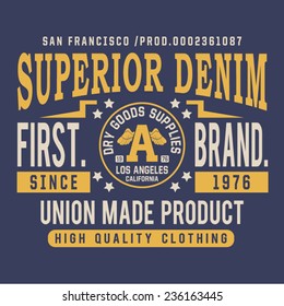 Denim San Francisco typography, t-shirt graphics, vectors 