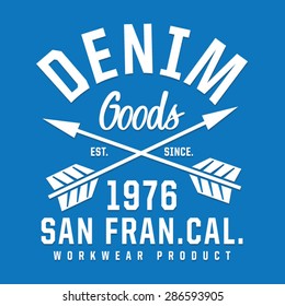 Denim San Francisco typography, t-shirt graphics, vectors