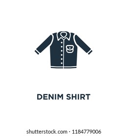 Denim Shirt icon. Black filled vector illustration. Denim Shirt symbol on white background. Can be used in web and mobile.