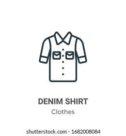 Denim shirt outline vector icon. Thin line black denim shirt icon, flat vector simple element illustration from editable clothes concept isolated stroke on white background