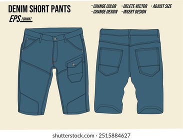 denim short men denim mockup vector