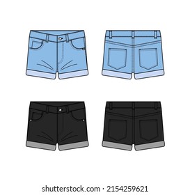 Denim Short Pants Vector Template Illustration Stock Vector (Royalty ...