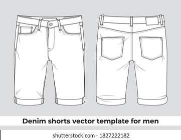 Denim short vector template for men