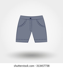 Denim shorts.  Icon for web and mobile application. Vector illustration on a white background.