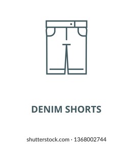 Denim shorts line icon, vector. Denim shorts outline sign, concept symbol, flat illustration