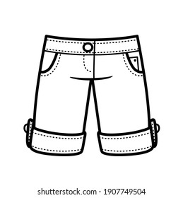 Denim Shorts Outline Coloring On White Stock Vector (Royalty Free ...