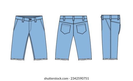 Dibujo de la plantilla de vectores Denim shorts ( pantalones cortos )