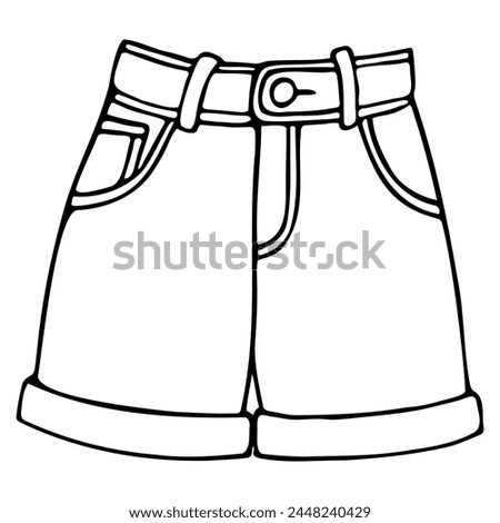 Denim shorts. Vector illustration in doodle style.