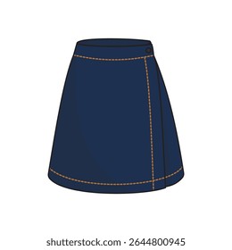 Denim skirt illustration on white background 