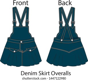 Denim Skirt Overalls Vector Template